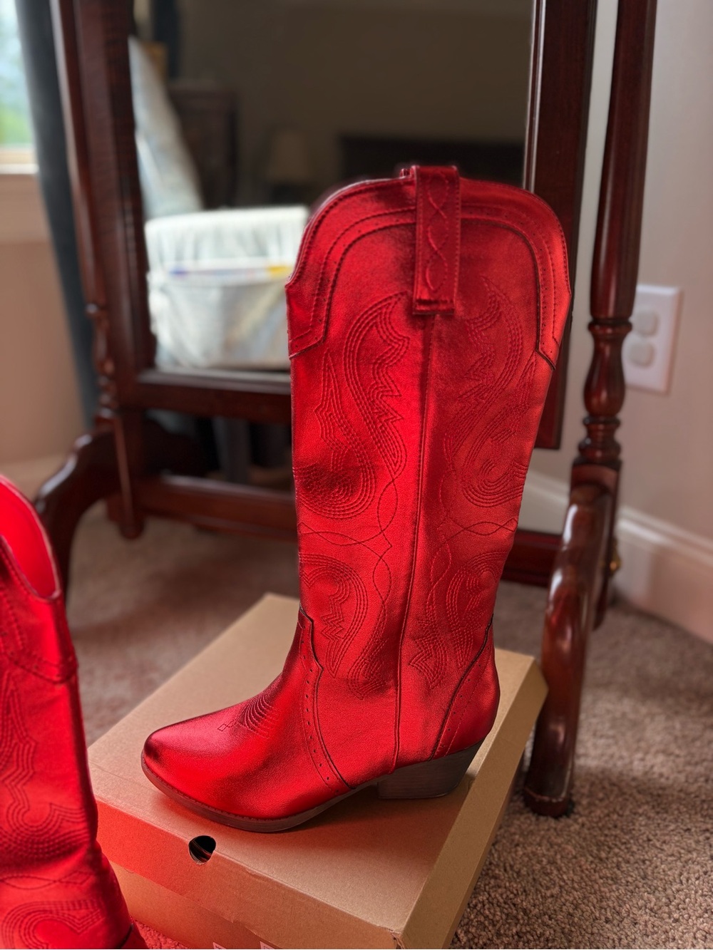 Red Metallic Women’s Cowboy Boots size 9 medium - Picture 6 of 6